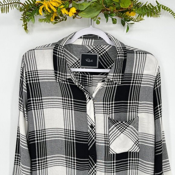 Rails Hunter Button Down Shirt Size Large white black‎ grey flannel - Picture 4 of 9